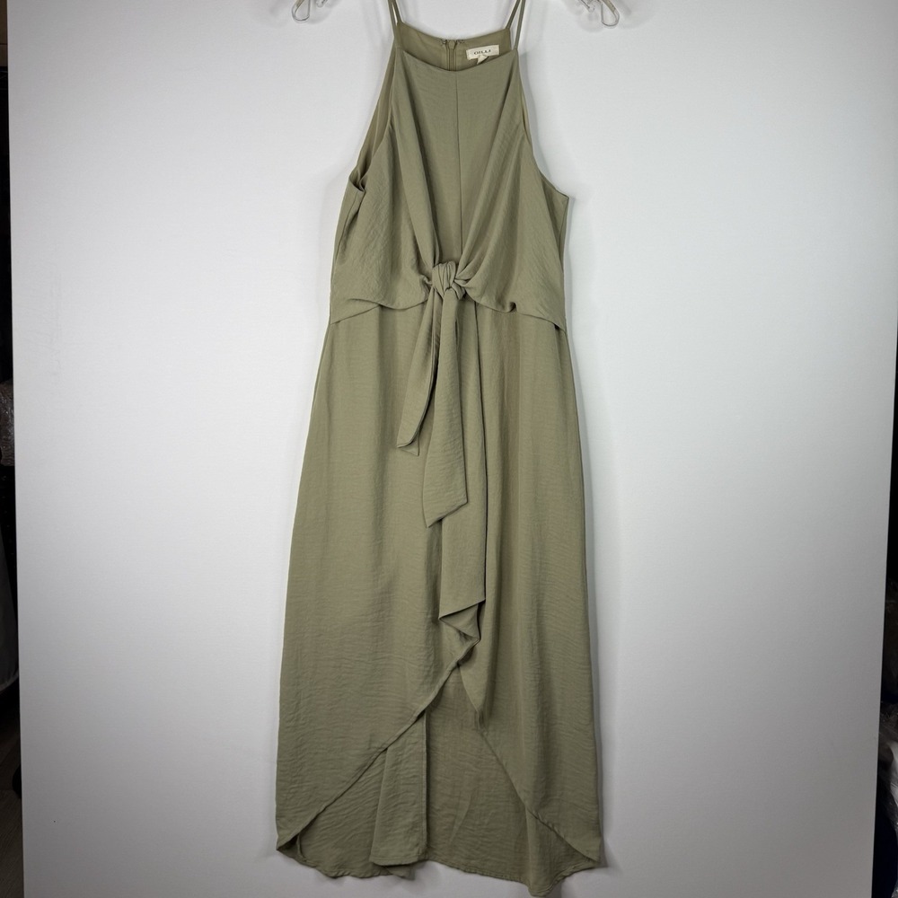 Gilli Dress Green Sleeveless Medium Knot Front  Midi
